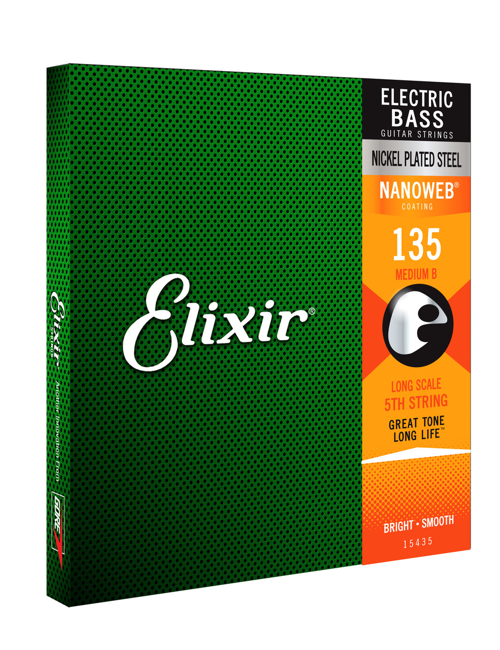 135 Bass String Elixir NANOWEB Coated Bass Guitar Strings – Heavy .135 Nickel Plated S ...