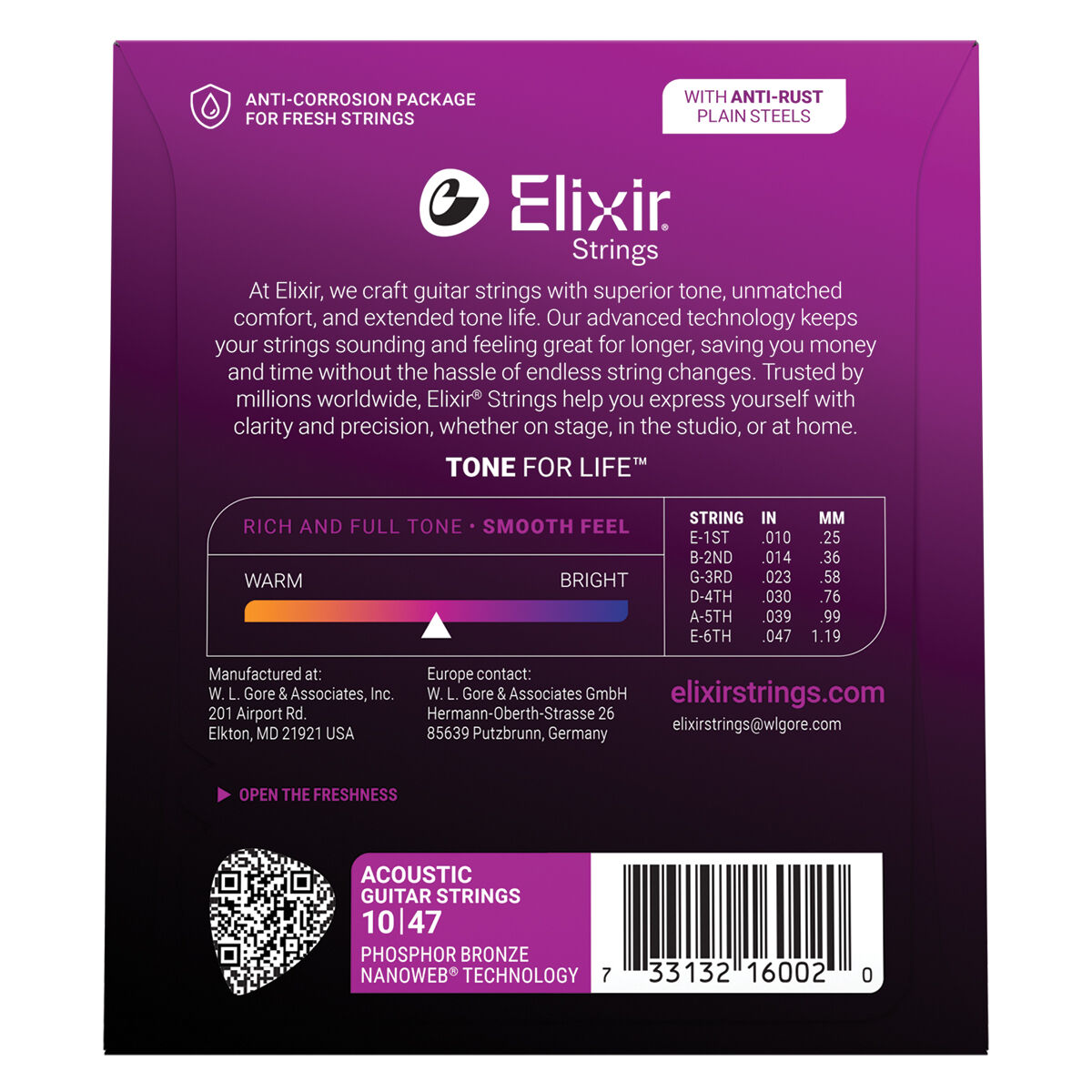 Elixir 16002 Nanoweb Phosphor Bronze Extra Light 10-47