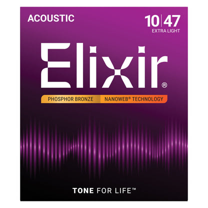 Elixir 16002 Nanoweb Phosphor Bronze Extra Light 10-47