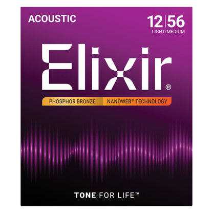 Elixir 16077 Nanoweb Phosphor Bronze Light-Med 12-56