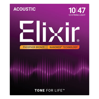 Elixir 16152 Nanoweb Phosphor Bronze 12 String Light 10-47