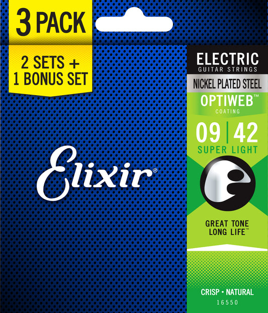 ELIXIR 16550 OPTIWEB ELECTRIC 9-42 3 PK SUPER LI