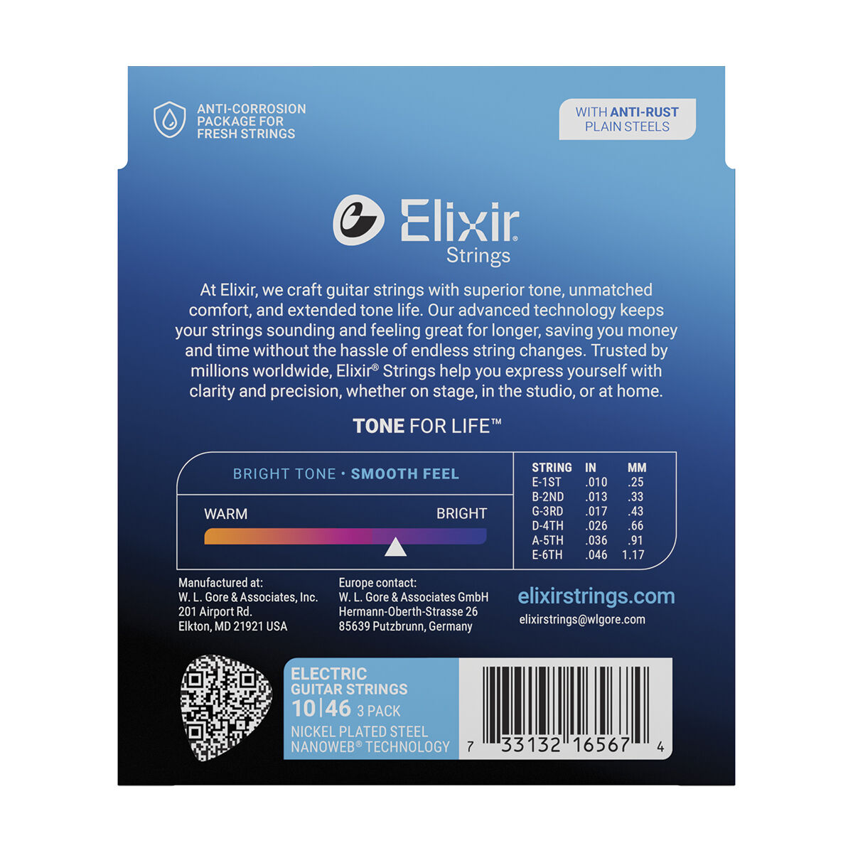 Elixir Nanoweb Electric 10-46 3 Pack Light [E16567]