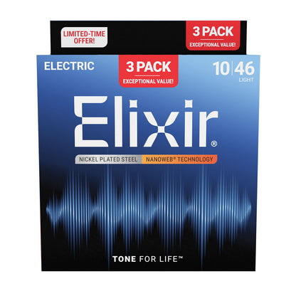 Elixir Nanoweb Electric 10-46 3 Pack Light [E16567]