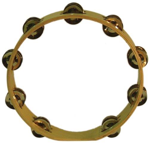 10 INCH TAMBOURINE HEADLESS WOOD 18 PRS JINGLES