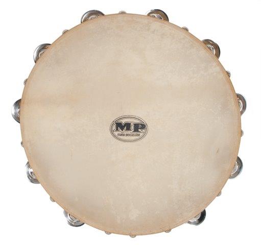 12 INCH TAMBOURINE WOOD 20 PRS JINGLES CALF SKIN