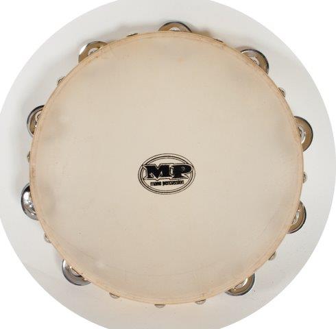 10 INCH TAMBOURINE WOOD 9 PRS JINGLES CALF SKIN