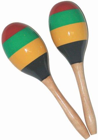 09 INCH LONG MARACAS WOODEN W/MULTI COLOURS