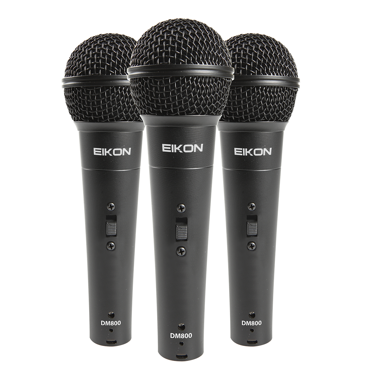 Eikon Vocal Dynamic Black Microphones. 3 piece kit with clips & ABS Case [EDM800KIT]