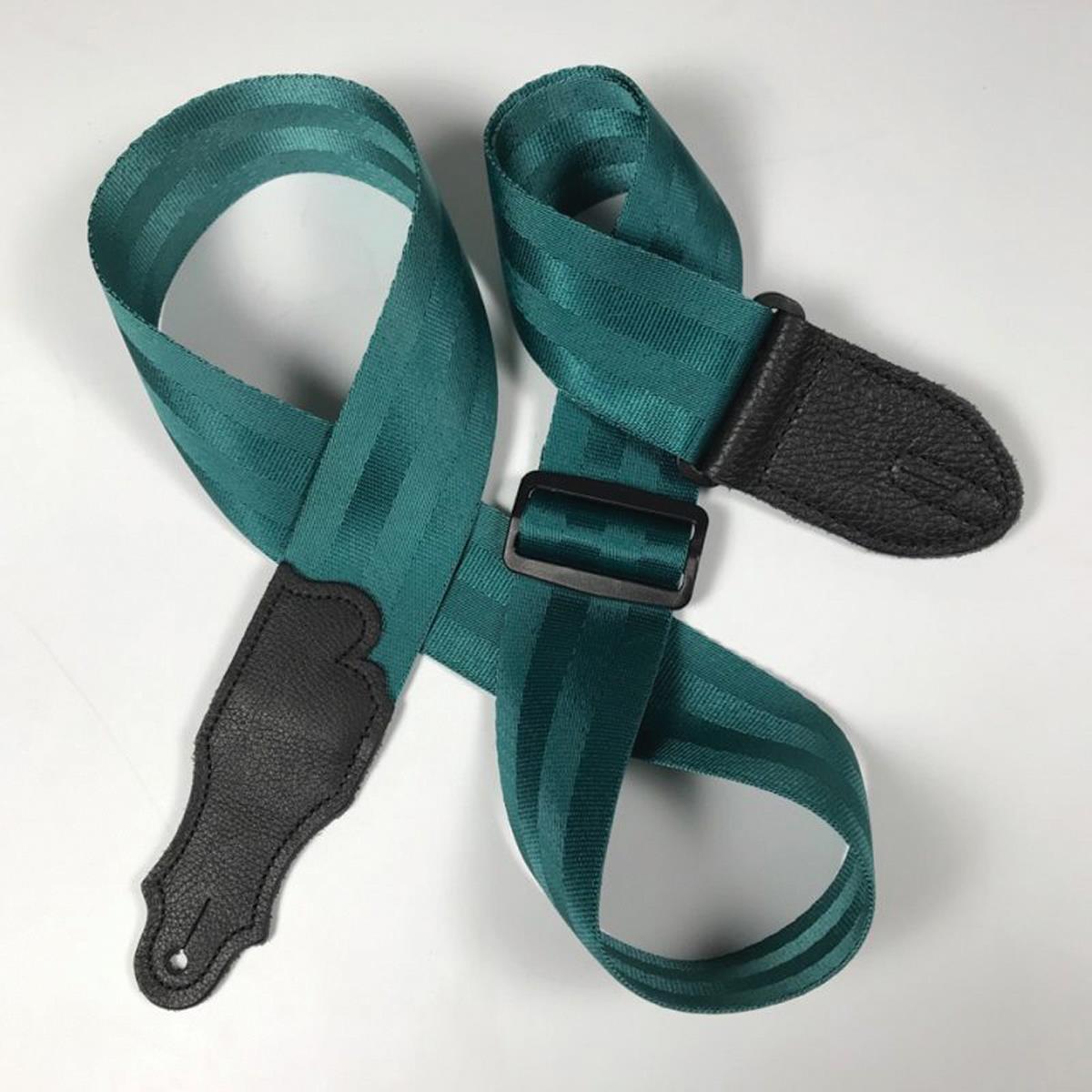 Franklin 2 inch Teal Aviator Seat Belt Strap with Pebbled Glove Leather End Tab