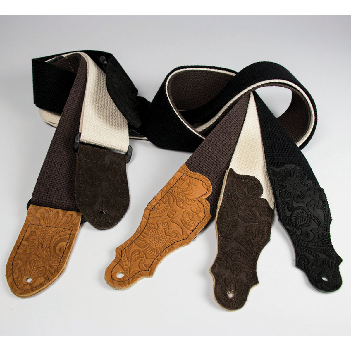 Franklin 2" Black Cotton Strap with Embossed Black Suede End Tab