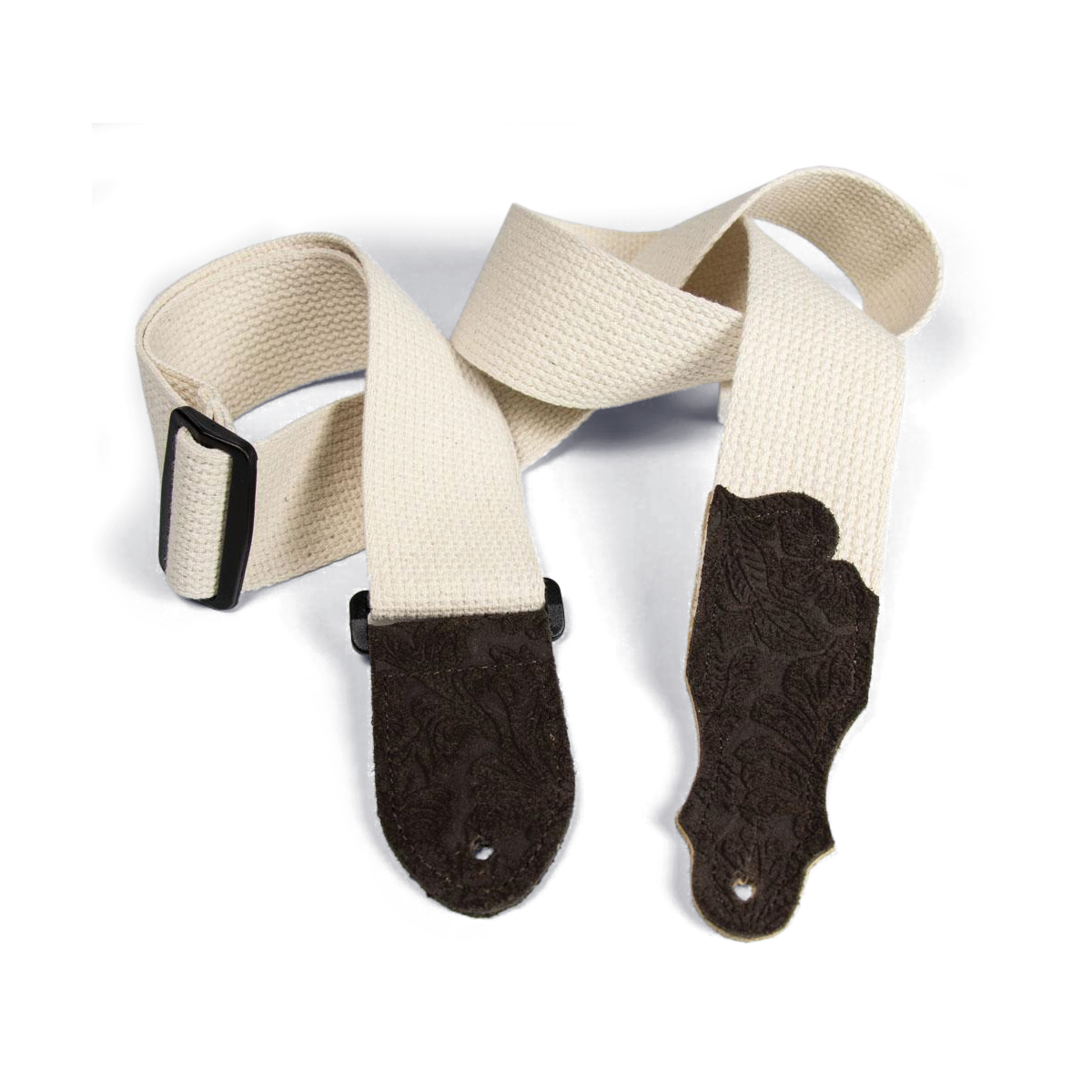 Franklin 2" Natural Cotton Strap with Embossed Chocolate Suede End Tab