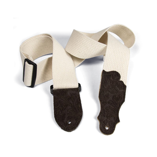 Franklin 2" Natural Cotton Strap with Embossed Chocolate Suede End Tab