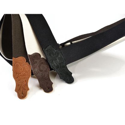 Franklin 2" Natural Cotton Strap with Embossed Chocolate Suede End Tab