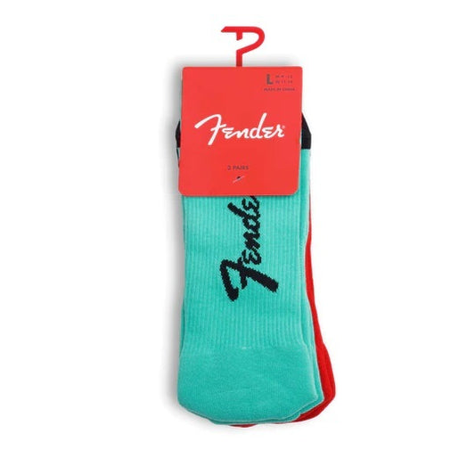 Perris Licensed FENDER Exploded Logo - Large Crew Socks in Asst Colour (3-Pair)