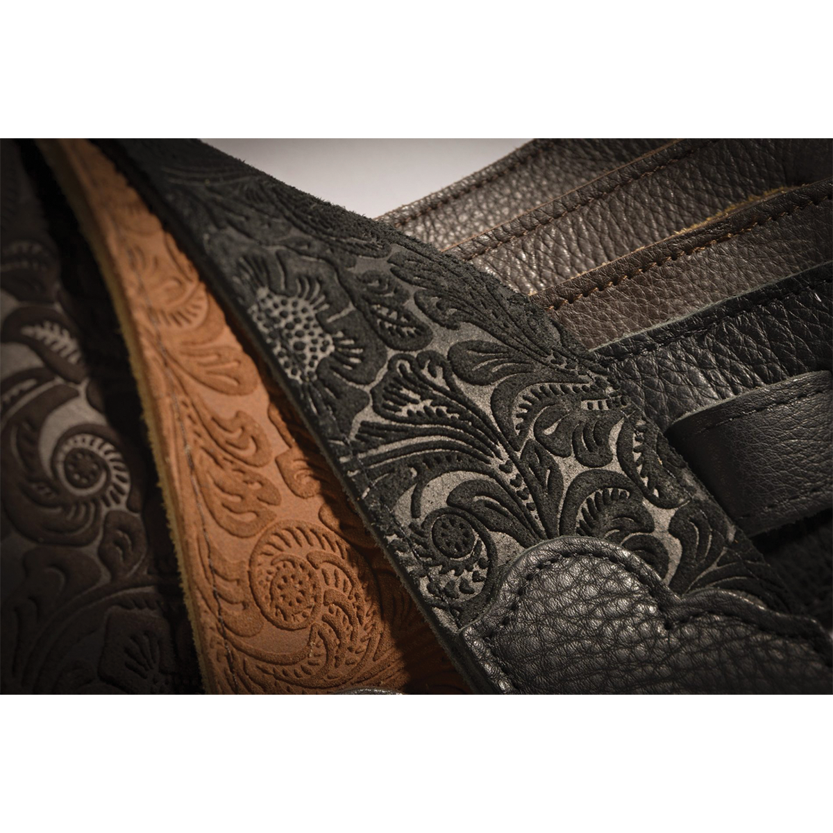 Franklin Embossed 2.5" Black Suede with Pebbled Black Glove Leather End