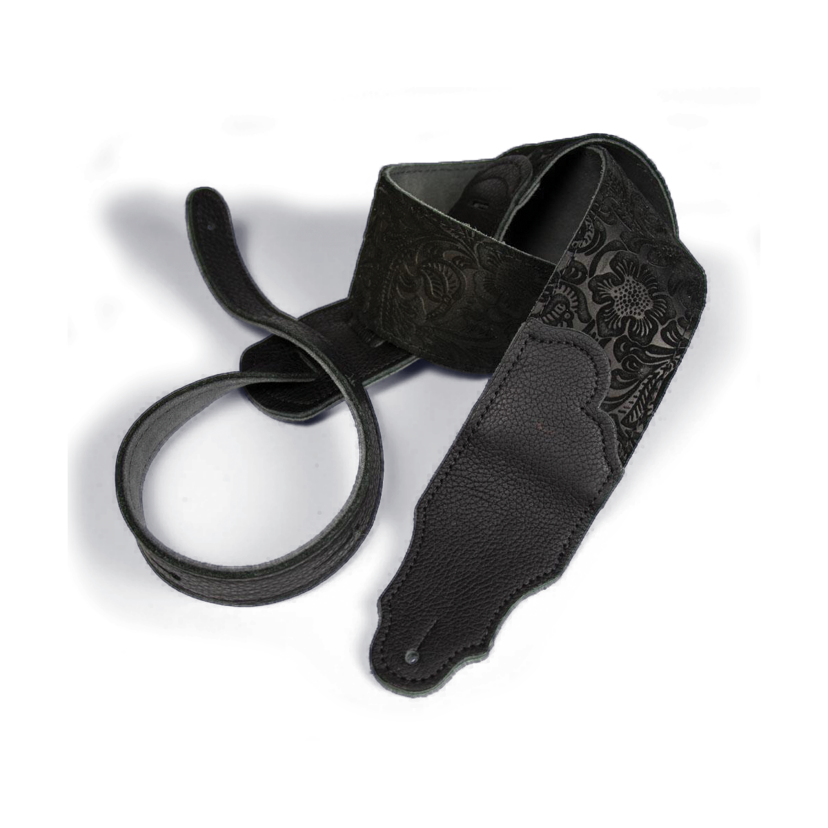 Franklin Embossed 2.5" Black Suede with Pebbled Black Glove Leather End