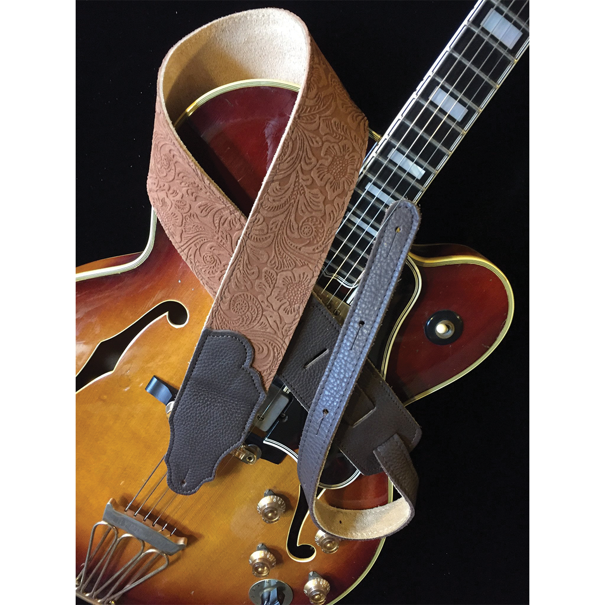 Franklin Embossed 2.5" Caramel Suede with Pebbled Chocolate Glove Leather End