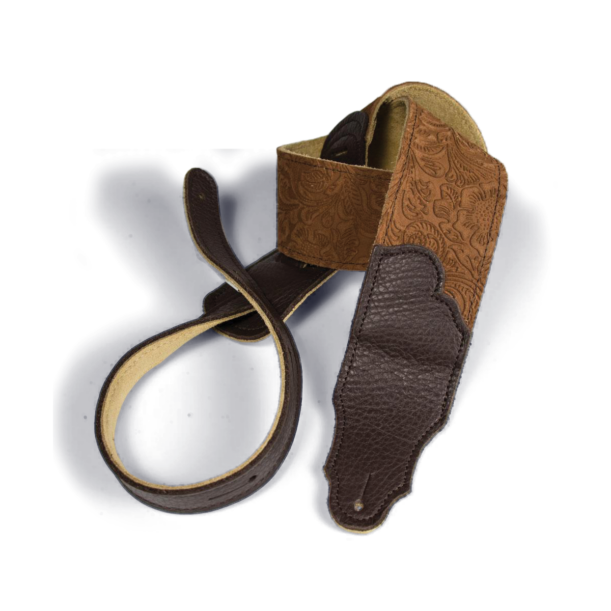 Franklin Embossed 2.5" Caramel Suede with Pebbled Chocolate Glove Leather End