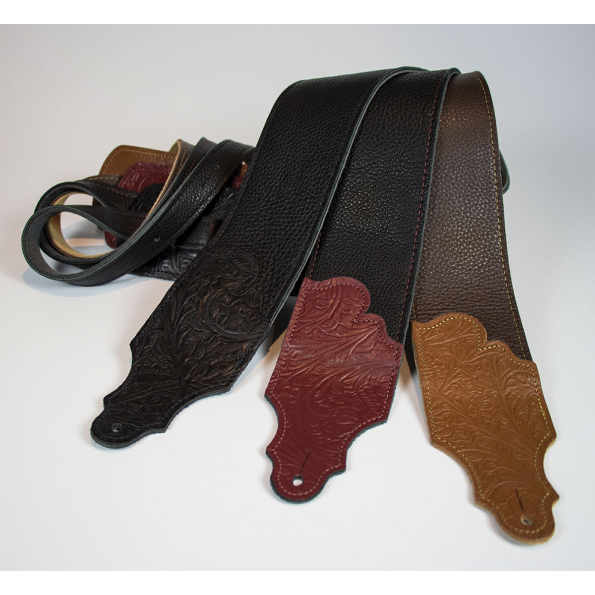 Franklin 3" Chocolate Glove Leather with Tooled Caramel Ends