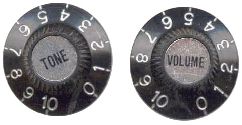 VOLUME KNOB VINTAGE SC STYLE BLACK W/SILVER