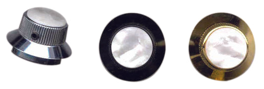 CONTROL KNOB BELL STYLE BLACK WHITE PEARLOID TOP