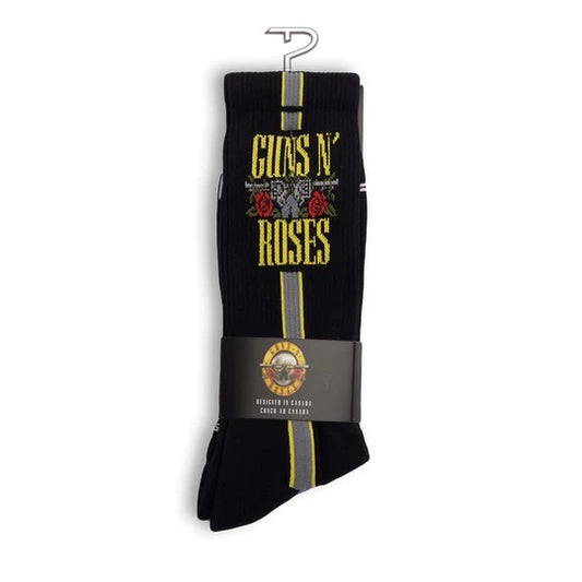 Perris Licensed GNR Side Stripe - Large Crew Socks in Black (1-Pair)