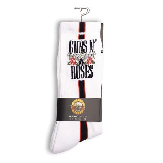 Perris Licensed GNR Side Stripe - Large Crew Socks in White (1-Pair)