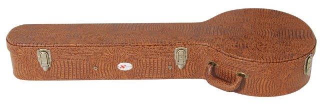SHAPED BANJO CASE DLX BROWN CROC VINYL COVERED