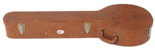 SHAPED BANJO CASE DLX BROWN CROC VINYL COVERED