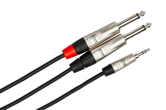 Hosa Pro 3.5mm TRS to Dual 1/4" TS Stereo Breakout Cable | HMP-010Y