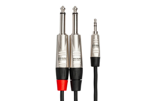 Hosa Pro 3.5mm TRS to Dual 1/4" TS Stereo Breakout Cable | HMP-010Y