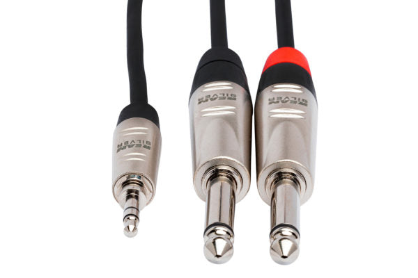 Hosa Pro 3.5mm TRS to Dual 1/4" TS Stereo Breakout Cable | HMP-010Y