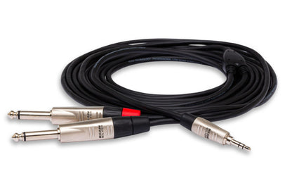 Hosa Pro 3.5mm TRS to Dual 1/4" TS Stereo Breakout Cable | HMP-010Y