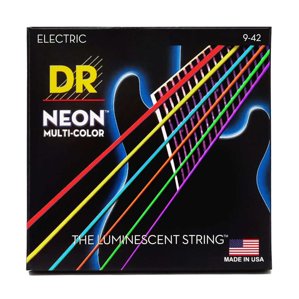 DR Strings 9-42 Hi-Def Neon Guitar String Set | Multi-Coloured