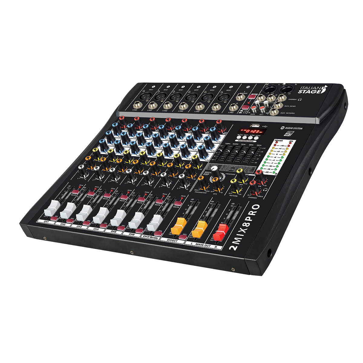 Italian Stage 8-Channel Stereo Audio Mixer with DSP MultiFX [IS2MIX8PRO]