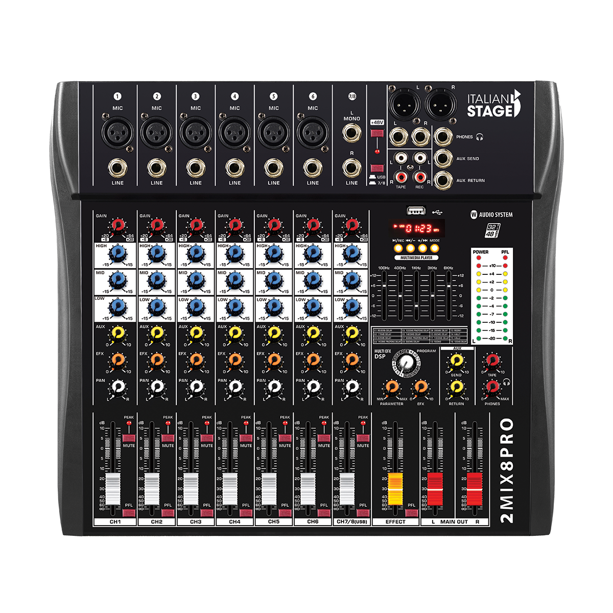 Italian Stage 8-Channel Stereo Audio Mixer with DSP MultiFX [IS2MIX8PRO]