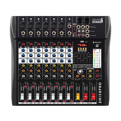 Italian Stage 8-Channel Stereo Audio Mixer with DSP MultiFX [IS2MIX8PRO]