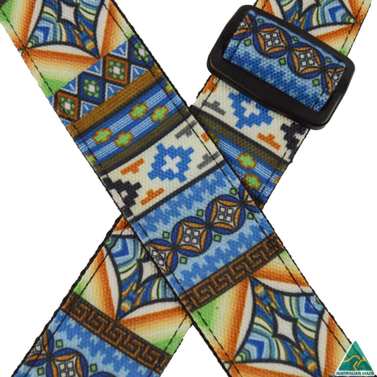 HOUR GLASS BLUE ORANGE UKULELE STRAP