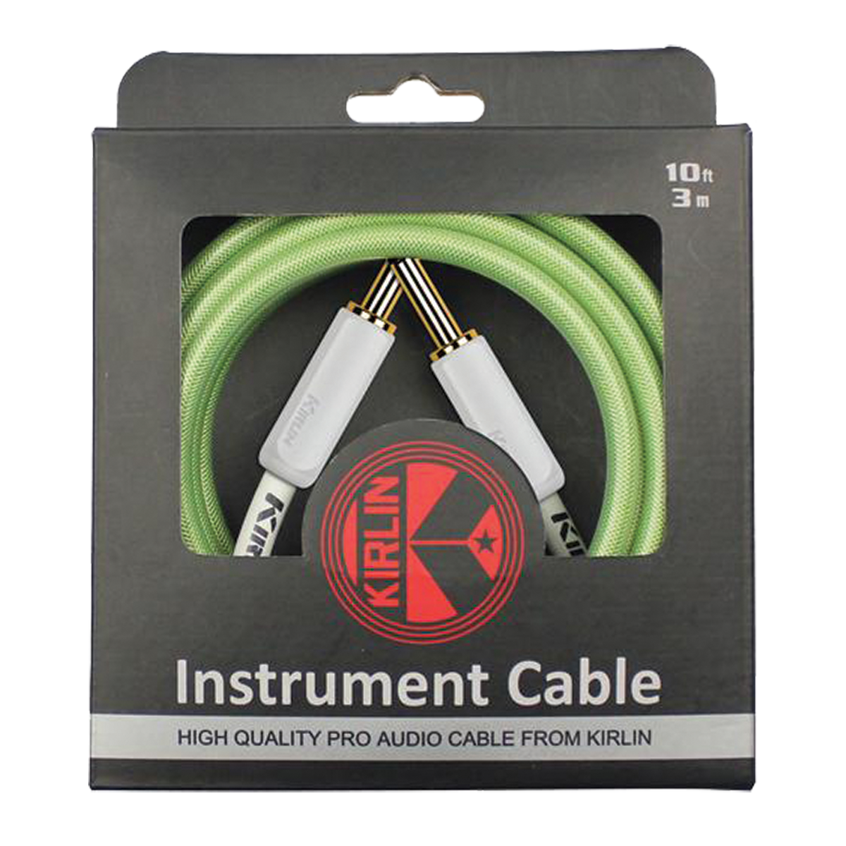 Kirlin KIPW201WGR-10 PVC Woven Premium Plus Instrument Cable 10Ft Green