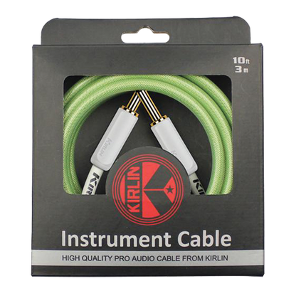 Kirlin KIPW201WGR-10 PVC Woven Premium Plus Instrument Cable 10Ft Green