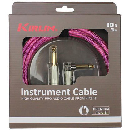 Kirlin IWB202WPP 10ft Premium Plus Wave Pink Instrument Cable RA to Straight