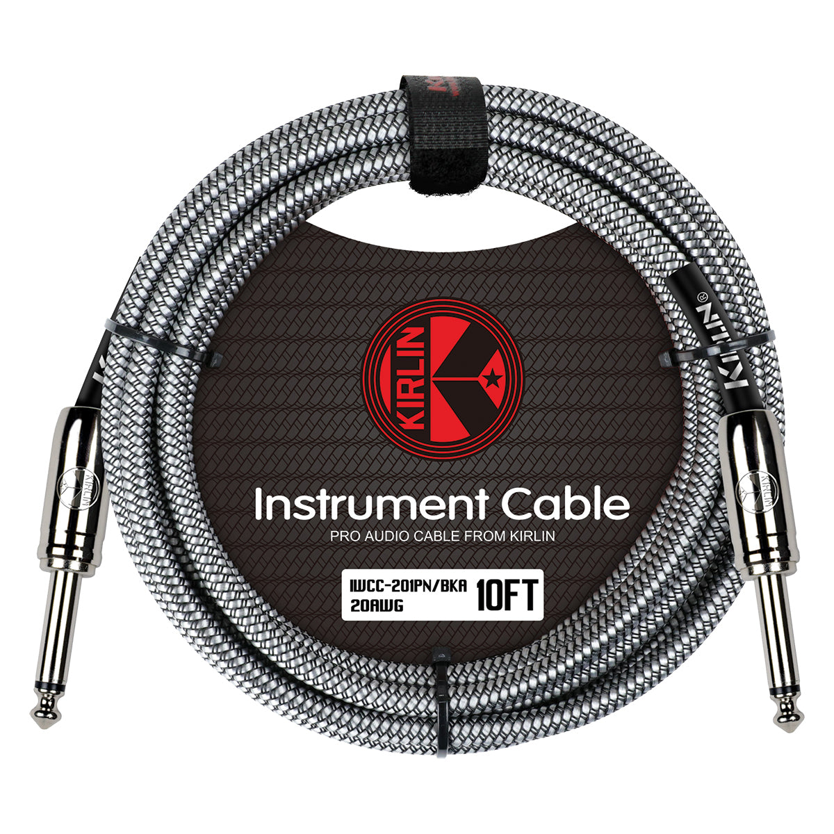 Kirlin IWCC201BK 10ft Black Entry Woven Instrument Cable with Chrome Ends [KIWCC201BK-10]