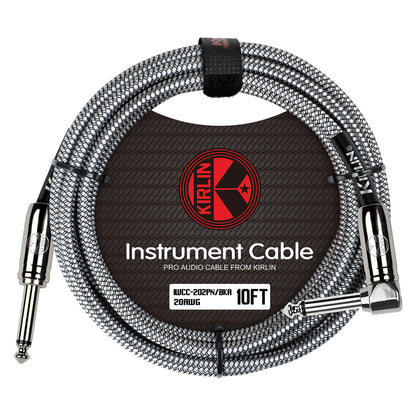 Kirlin IWCC202BK 10ft Black Entry Woven Instrument Cable RA - Straight with Chrome Ends [KIWCC202BK-10]