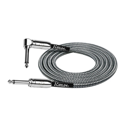 Kirlin IWCC202BK 20ft Black Entry Woven Instrument Cable RA - Straight with Chrome Ends [KIWCC202BK-20]