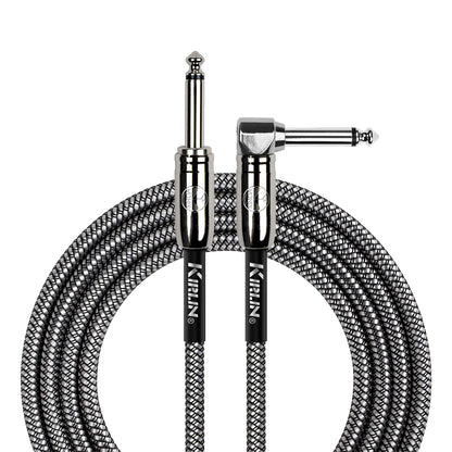 Kirlin IWCC202BK 20ft Black Entry Woven Instrument Cable RA - Straight with Chrome Ends [KIWCC202BK-20]