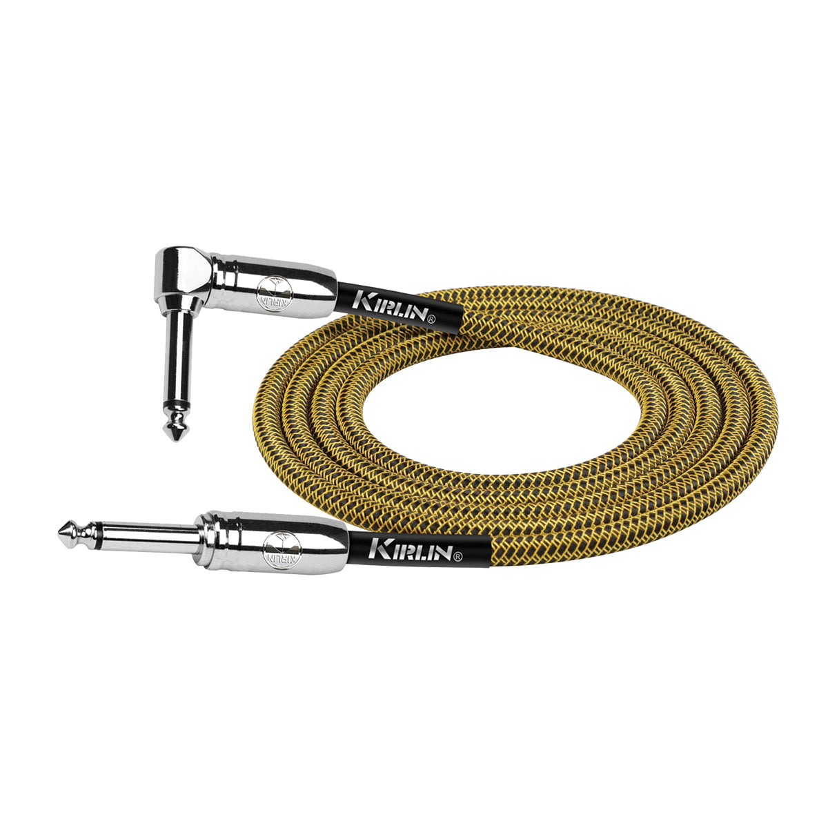 Kirlin IWCC202BY 10ft Tweed Entry Woven Instrument Cable RA - Straight with Chrome Ends