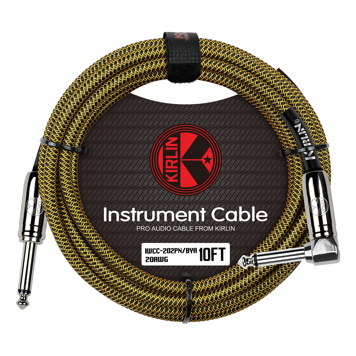 Kirlin IWCC202BY 10ft Tweed Entry Woven Instrument Cable RA - Straight with Chrome Ends