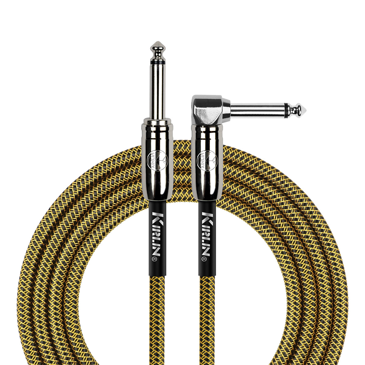 Kirlin IWCC202BY 20ft Tweed Entry Woven Instrument Cable RA - Straight with Chrome Ends [KIWCC202BY-20]