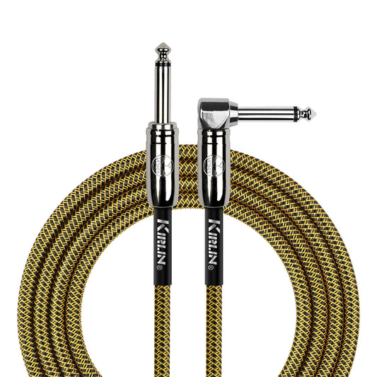 Kirlin IWCC202BY 20ft Tweed Entry Woven Instrument Cable RA - Straight with Chrome Ends [KIWCC202BY-20]